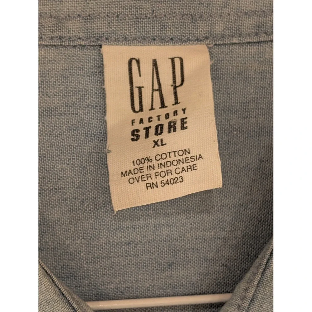 GAP Factory Short Sleeve Button Up Shirt Men's XL Blue Plaid Cotton Vintage - Picture 3 of 4